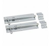 Betley Butterfly Pack Of 2 Tower Bolt Silver Zinc Plated Gate Shed Slide Latch Lock Bolts - 10"