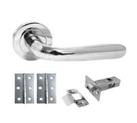 Betley Butterfly Pearl Door Handle Pack Modern Marina Latch Lever on Rose - Chrome Silver Handles Set - Internal Wooden Doors for Home and Office