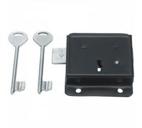 Betley Butterfly Press Lock Black 3" 75mm - Face Fixing Door / Gate / Shed Lock With Keys