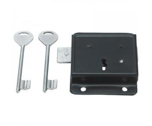 Betley Butterfly Press Lock Black, Face Fixing Door and Gate Shed Lock with Keys, 75mm, Metal, 1 Piece