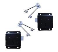 Betley Butterfly Press Lock Black Metal Face Fixing with Keys 75mm for Door, Gate and Shed, Pack of 2