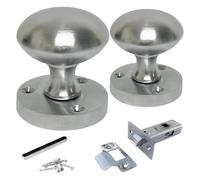 Betley Butterfly Satin Chrome Mortice Sprung Door Knob Set Pack Pair Round Victorian Knobs Tubular Latch Pack 56mm