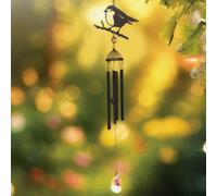 Betley Butterfly Silhouette Robin Wind Chime - Black - 50Cm X 8.85Cm X 3.925Cm