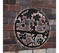 Betley Butterfly Solar Backlit Fairy Leaves Silhouette Wall Art - Outdoor Metal Garden Decor - Nature Inspired Home Accent - Weatherproof Design