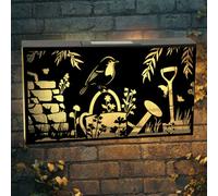 Betley Butterfly Solar Robin Wall Panel Metal Led Garden Decor - 25Cm X 48Cm X 5Cm