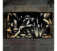 Betley Butterfly Solar Wall Panel Kingfisher Design, Garden Light Wall Art Decoration, Metal Outdoor Eco Lighting LED Hanging Ornament, 25cm x 48cm