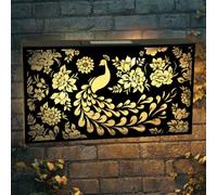 Betley Butterfly Solar Wall Panel Peacock Design, Garden Light Wall Art Decoration, Metal Floral Outdoor Eco Lighting LED Hanging Ornament, 25cm x 48cm