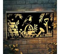Betley Butterfly Solar Wall Panel Robin Design, Garden Light Wall Art Decoration, Metal Outdoor Eco Lighting LED Hanging Ornament, 25cm x 48cm