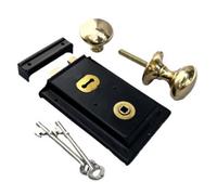 Betley Butterfly Solid Brass Black Rim Lock Door Knob Old Vintage Victorian Style Brass Handles - 6 Inch X 4 Inch