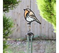 Betley Butterfly Stained Glass Effect Robin Wind Chime - 62.5Cm X 8.85Cm X 3.925Cm
