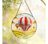 Betley Butterfly Stained Glass Suncatcher Hot Air Balloon Hanging Round Orbit Garden Decoration - 48Cm X 23Cm