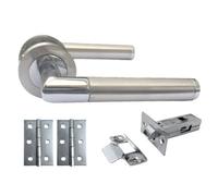 Betley Butterfly Straight Lever Rose Door Handles Mitred Duo Chrome Satin Lever Door Handle 64mm Latch And Hinges - 3 Inch