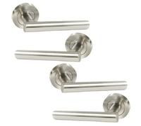 Betley Butterfly T Bar Straight Lever Latch Door Handles on Round Tubular Rose - Satin 125mm (Handles, 2, Pairs)