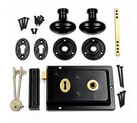 Betley Butterfly Traditional Rim Lock And Black Cast Iron Knob Set - Oval