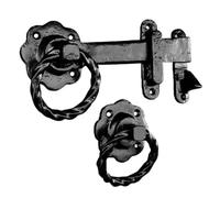 Betley Butterfly Twisted Ring Gate Latch, Black Antique Finish, Malleable Cast Iron, 200mm, Garden and Cottage