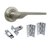 Betley Butterfly UNO-2 Aluminium Door Handle in Satin Nickel, Brushed Lever on Rose for Internal Doors with 64mm Latch and Hinges