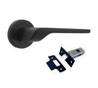 Betley Butterfly UNO-2 Door Handle, Aluminium, Matt Black, Lever on Rose for Internal Doors with 64mm Latch