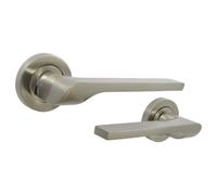 Betley Butterfly Uno-2 Door Handle Modern Satin Nickel Lever On Rose Internal Latch Doors Handles