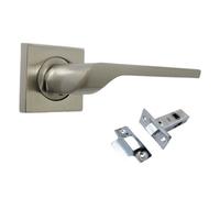 Betley Butterfly Uno-2 Door Handle Satin Nickel Modern Lever On Square Rose Internal Handles + 64mm Latch
