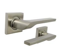 Betley Butterfly Uno-2 Door Handle Satin Nickel Modern Lever On Square Rose Internal Latch Handles