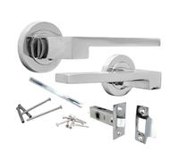 Betley Butterfly UNO-3 Door Handle, Aluminium, Polished Chrome, Lever on Rose for Internal Doors with 64mm Latch