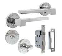 Betley Butterfly UNO-3 Door Handle Bathroom Set, Aluminium, Polished Chrome, Lever on Rose with Internal Thumb Turn
