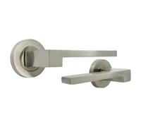 Betley Butterfly Uno-3 Door Handle Modern Satin Nickel Lever On Rose Internal Latch Doors Handles