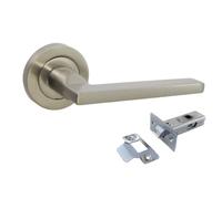 Betley Butterfly UNO Door Handle, Aluminium, Satin Nickel, Brushed, Lever on Rose for Internal Doors with 64mm Latch