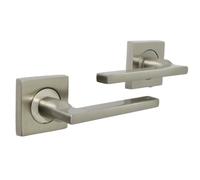 Betley Butterfly UNO Door Handle, Aluminium, Satin Nickel, Lever on Square Rose, Brushed Finish, for Internal Latch Doors, Square