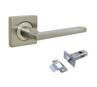 Betley Butterfly UNO Door Handle, Aluminium, Satin Nickel, Square Rose, Brushed, Lever on Square Rose for Internal Doors