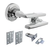 Betley Butterfly Uno Door Handle Chrome Lever On Rose Handles + Latch & Hinges