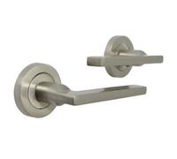 Betley Butterfly Uno Door Handle Modern Satin Nickel Lever On Rose Internal Latch Doors Handles