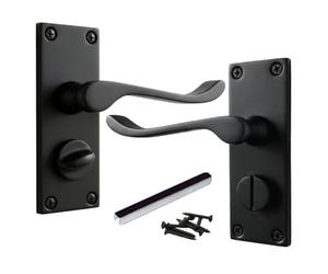 Betley Butterfly Victorian Door Handles Matt Black Scroll Lever Privacy Internal Latch Bathroom Handle 118 x 40mm Modern Home & Office Wooden Doors