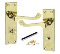 Betley Butterfly Victorian Scroll Lever Door Handle, Brass, 150 x 40mm, Bath Lock with Backplate
