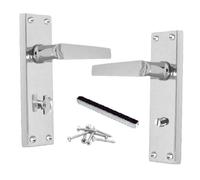 Betley Butterfly Victorian Straight Handle Bathroom WC Toilet Door Handles, Pair Chrome 152mm x 42mm Backplate, Interior Wooden Doors