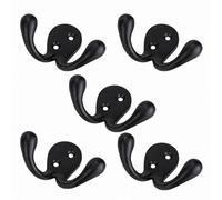 Betley Butterfly Vintage Cast Iron Coat Hooks Pack Of 5 - Wall Mounted Hook For Coats, Hats And Robes - Black