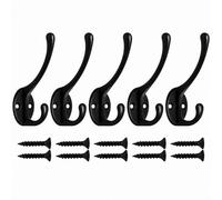 Betley Butterfly Vintage Cast Iron Wall Mounted Coat Hooks Pack Of 5 - Black