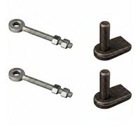 Betley Butterfly Weld-On Gate Hinge Brackets With M12 X 100mm Adjustable Eyes - 12mm Pin - 1 Pair