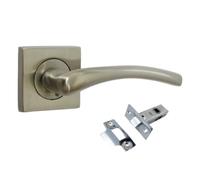 Betley Butterfly Zena Door Handle, Aluminium, Satin Nickel, 52x120mm, Lever on Square Rose, Internal, Brushed Finish, for Opening and Closing Compatible Doors