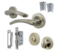 Betley Butterfly Zena Door Handle Bathroom Set Modern Design Satin Nickel Lever On Rose Internal Thumb Turn