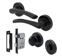 Betley Butterfly Zena Door Handle Bathroom Set Modern Matt Black Lever On Nickel Rose Internal Thumbturn