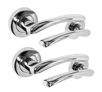 Betley Butterfly Zena Door Handle Modern Design Chrome Lever On Rose Internal Latch Handles - 2 Pairs