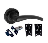 Betley Butterfly Zena Door Handle Modern Design Matt Black Lever On Nickel Rose Internal + Latch & Hinges