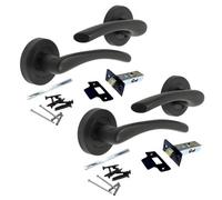 Betley Butterfly Zena Door Handle Modern Design Matt Black Lever On Rose Internal And Tubular Latch - 2 Pairs