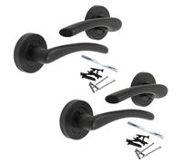 Betley Butterfly Zena Door Handle Modern Design Matt Black Lever On Rose Internal Latch Handles - 2 Pairs
