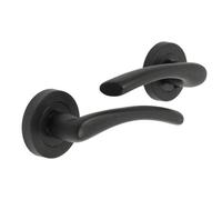 Betley Butterfly Zena Door Handle Modern Design Matt Black Lever On Rose Internal Latch Handles