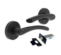 Betley Butterfly Zena Door Handle Modern Design Matt Black Lever On Rose Internal + Tubular Latch