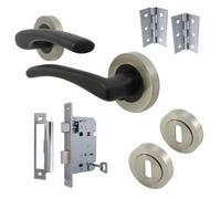 Betley Butterfly Zena Door Handle Modern Design Matt Black Lever On Satin Rose Internal Latch Handles - Satin Nickel