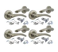 Betley Butterfly Zena Door Handle Modern Design Satin Nickel Lever On Rose Internal And Latch - 4 Pairs