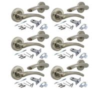Betley Butterfly Zena Door Handle Modern Design Satin Nickel Lever On Rose Internal And Latch - 6 Pairs